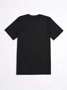 Camiseta de algodón puro con estampado de mariposas, negra, con un diseño colorido de mariposas y hojas. - negro - Ver 4