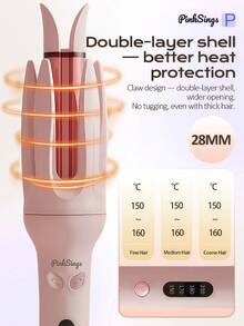 PinkSings 1-Click Auto Curling Iron, 28mm Barrel, Bi-Directional Auto Curling, 4 Temperature Modes, Negative Ion Generator, Smart Timer And Sensor, Auto Shut-Off, Best Christmas Gift - View 8