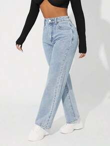 Jeans de cintura alta y corte recto PETITE - Lavado ligero 3 - Ver 6