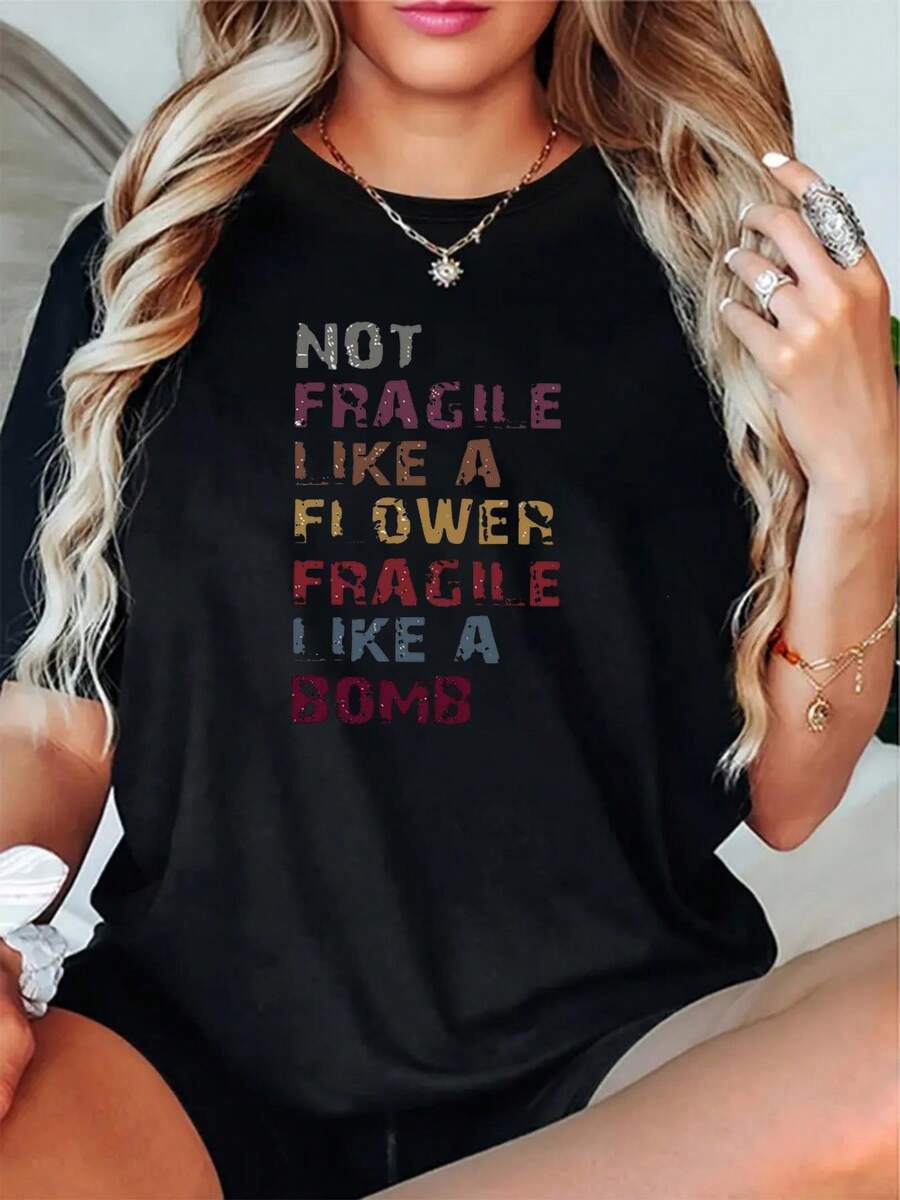 Camiseta de mujer, camiseta de mujer con estampado floral único, diseño cómodo y casual de cuello redondo, adecuada para uso diario y combinaciones de moda, imprescindible para primavera y otoño, lavable a máquina. Atuendos para fiestas de adultos, vestimenta para celebraciones de temporada, estampados divertidos de temporada, calidad de impresión duradera. - Negro - Ver 1