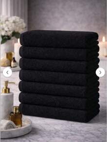 8-Piece Bath Towel Set 50x90 | Soft Cotton Spa & Hotel Towel - Black - View 2
