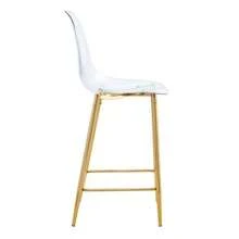 Set Of 4 Transparent Bar Stools With Acrylic Seats And Metal Frames In Silver/Gold/Black. Modern Design Chairs For Kitchen, Bar, Or Dining Room (Chairs Only, Table Not Included). - 金色 - 查看 3