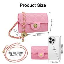 Single Shoulder Bag With Diamond Embroidery And Golden Ball, Crossbody Bag, Mini Casual Bag With Texture For Women - 玫紅色 - 查看 3