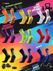 9 Pairs Random Assorted Non-Slip Soccer Socks, Unisex Anti-Slip Wear-Resistant Sports Socks, Football Basketball Running Socks - Multicolor - View 6
