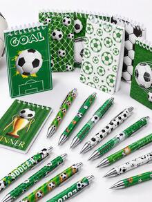 16pcs Football Themed Stationery Set, Including Football Pattern Notebook, Retractable Ballpoint Pen, Portable Spiral Notebook, Tear-Off Student Notebook, Suitable For School, Classroom Rewards, Office, Football Themed Events, And Men's Party Gifts (Random Assorted Styles) - Football Portable Notebook Set - View 6