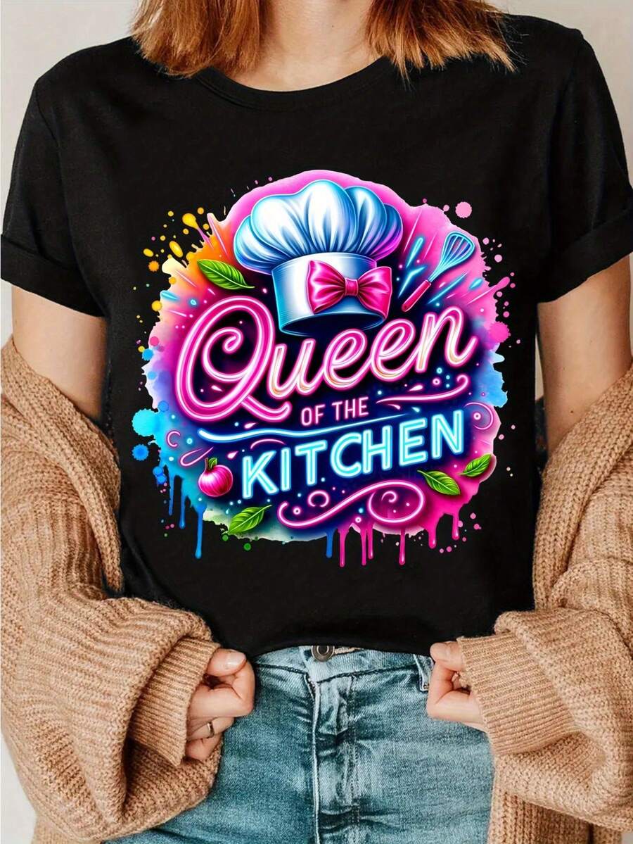 Camiseta con estampado de Reina de la Cocina al Acuarela, una camiseta para amantes de la cocina, camiseta de equipo de chef, un regalo para chefs, un presente para amantes de la cocina