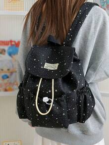 New Girl's Backpack, Super Star Handbag, Multifunctional Large Capacity Student Bag. - Black - View 9