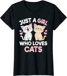 Solo Una Chica Que Ama A Los Gatos, Linda Camiseta Para Amantes De Gatos - Negro - Ver 5