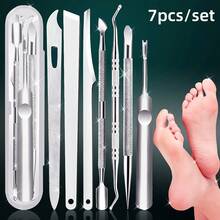 7pcs Stainless Steel Pedicure Tool Set, Ingrown Nail & Callus Removal Tools, Durable Rust-Resistant Stainless Steel Construction - Multicolor - View 8