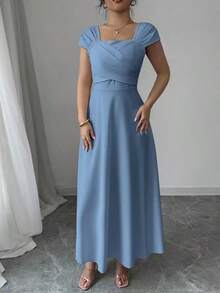 Vestido elegante y de moda con pliegues versátil, adecuado para citas, galas y ocasiones formales - Rosa - Ver 9
