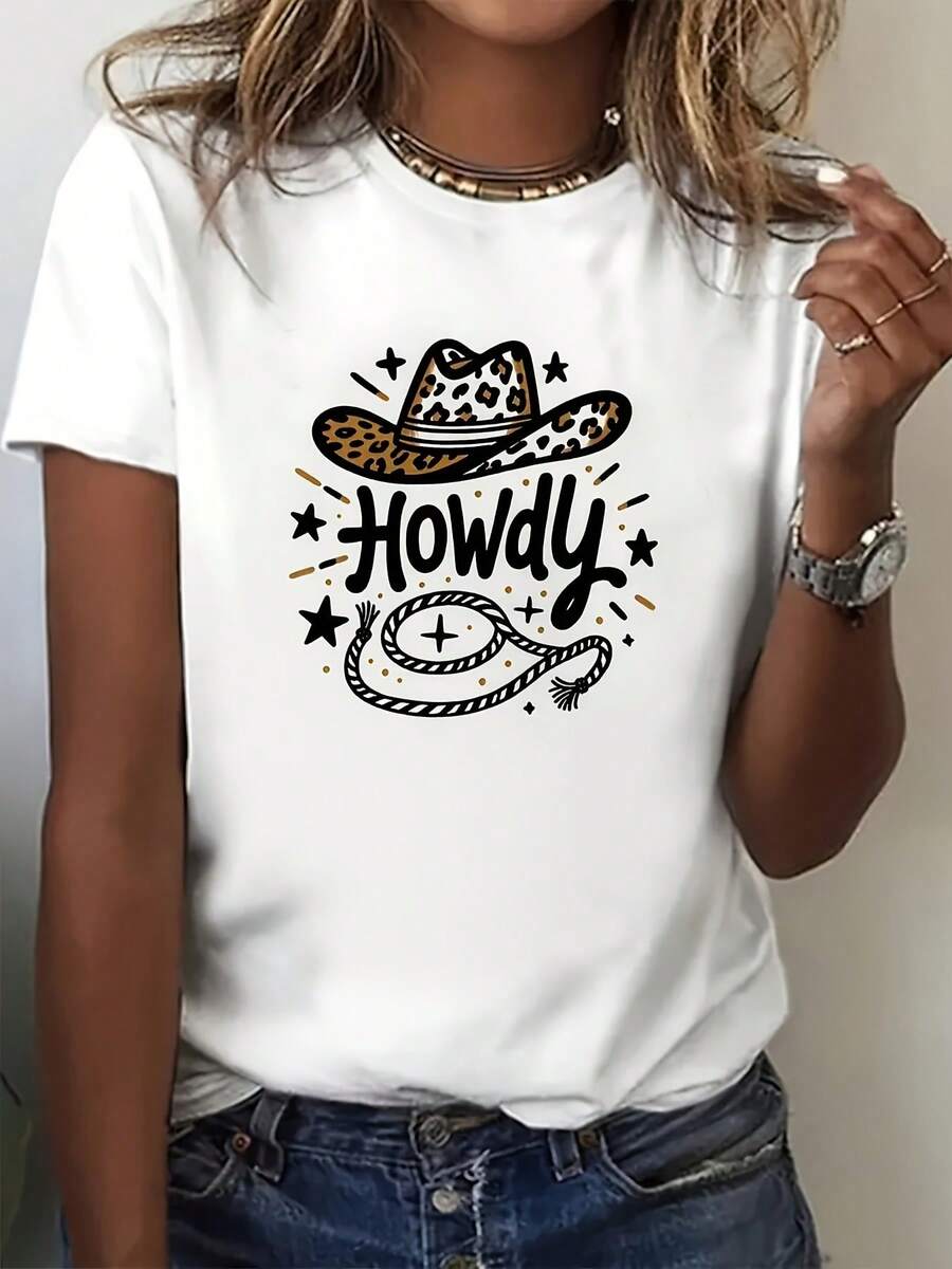 Camiseta de manga corta para mujer, estilo moderno y minimalista, casual para el día a día. - Blanco - Ver 1
