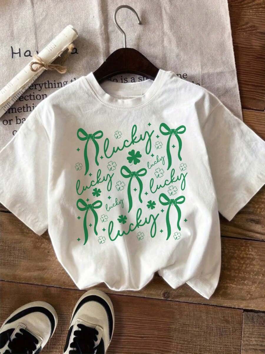 1 camiseta de mujer con estampado de lazo de copo de nieve y texto, blanca, de manga corta, de algodón, cuello redondo, corte regular, suave y transpirable, adecuada para usar durante todo el año, para el día a día y para ocasiones informales, diseño versátil, un excelente regalo para las fiestas o para amigos, 180g 100% algodón. - Blanco - Ver 1