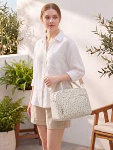 Insulated Lunch Bag For Women Men Waterproof Thermal Insulated Lunch Box Bento Pouch Dinner Insulation Bag Student Thickened – Cute Floral, Bow & Strawberry Print, Corduroy Lunch Tote With Handle & Zipper, Large Capacity Cooler Bag For Work, School, Picnic, Camping, Perfect Christmas Gift For Family, Friends, Teachers & Moms - 粉紅玫瑰 - 查看 8