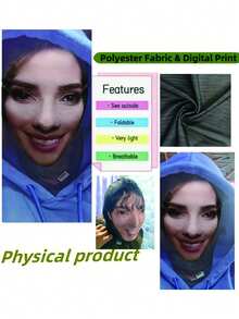Customized Fun Headbands And Hair Accessories, Sun Protection And Windproof Full Face Mesh Mask And Breathable Mask, Supports Customized Patterns, Sports Style Polyester Headwear, Suitable For Festivals And Cosplay, Perfect Gift For Christmas And Easter - Multicolor - View 7