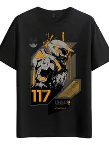 Camiseta Musculada Freaks Halo Spartan Estilo Ciencia Ficción John117 - Negro - Ver 1
