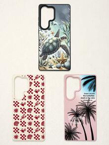 3pcs Summer Beach-Themed Phone Case Set: Ocean Turtle & Starfish, Palm Tree Graphic, Red Plaid Seashell & Lobster Print, Shockproof Full Coverage Phone Covers Compatible With IPhone 11/17/17 Pro/17 Pro Max, Galaxy S25 Ultra. Suitable For Mother's Day, Valentine's Day, Birthday, Easter, Spring/Summer Seasons, Back To School Gifts, Daily Use. - Multicolor - View 48