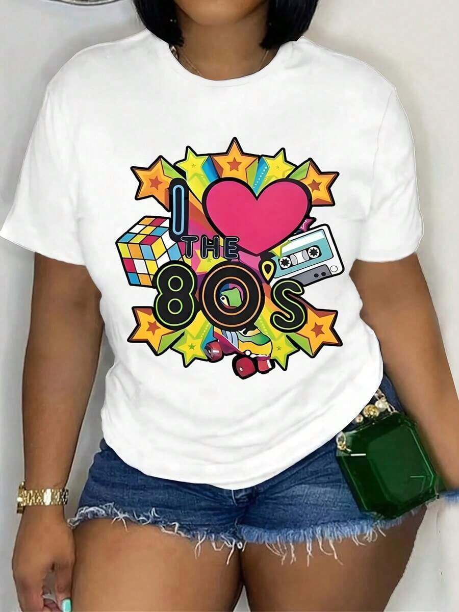 Camisetas de manga corta con cuello redondo para mujer, ropa casual de primavera y verano, camisetas con estampado gráfico, playeras de mujer - Blanco - Ver 1