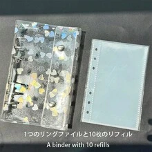 1个A5/A6/A7/A8/M5心形极光活页夹，A5活页夹，替换内页，贴纸簿，活页纸，计划本，可扩展文件袋，笔记本套装，透明贴纸簿活页夹，贴纸，替换内页，照片收纳套，可用作相册、计划本、笔记本、办公用品 - 愛心雙按扣 - 查看 18
