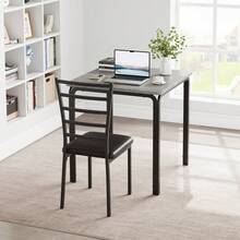 3-Piece Kitchen Table Chair Set, Indoor Modern Dinette Set for 2, Square Dinner Table Set with 2 Upholstered Chairs for Dinette, Breakfast Small Space - grau - Übersicht 10