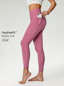 2026 GLOWMODE Featherfit™ High-Waisted Leggings With 24" Side Pocket - Rose - View 12