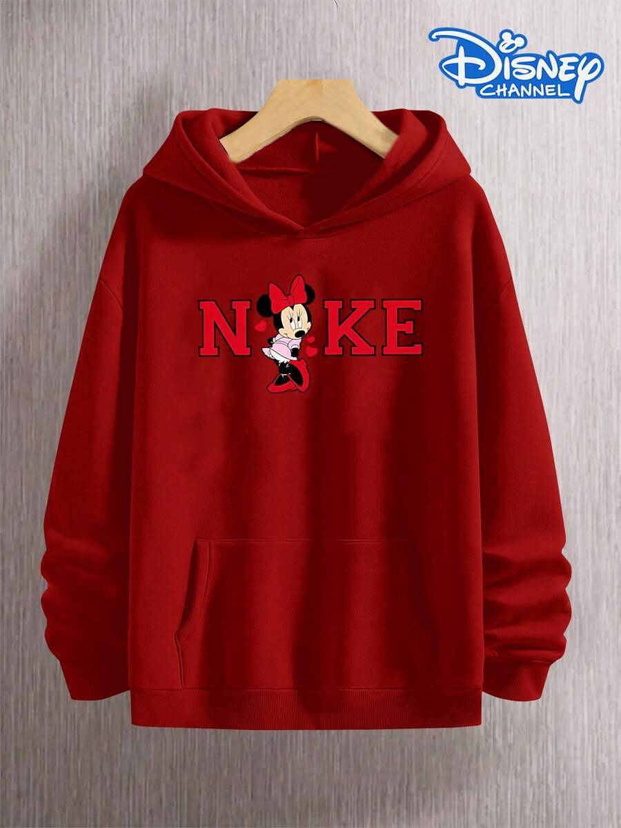 Disney Minnie Mouse Streetwear Letter Collaboration Unisex Hoodie – Oversized Korean-Style Hoodie, Men's Hoodie, Women's Hoodie, Disney Collaboration - Đỏ - Xem 1