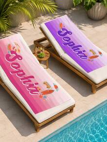 Foulard de plage personnalisé avec motifs de dessins animés, avec des noms personnalisables, en matériau polyester léger et doux, avec des imprimés de palmiers tropicaux, un choix idéal pour les lunes de miel, les cérémonies de remise des diplômes ou les vacances à la plage. C'est un article indispensable pour la plage | Style bohème | Texture douce - Multicolore - Voir 2