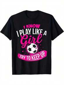 Frase motivadora sobre la pasión femenina por el fútbol con balón y mensaje de empoderamiento para la Copa Mundial 2026 camiseta para mujer casual deportiva - Negro - Ver 1