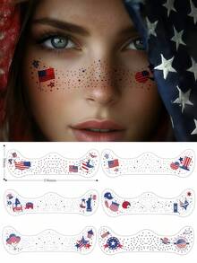 6 Sheets Freckles Face Tattoo 4th Of July Decorations Star Face Stickers Freckle Tattoo Independence Day Accessories For Party Festivals Freckle Makeup - Multicolor - View 4