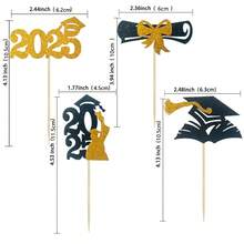 12pcs 2026 Graduation Theme Glitter Cupcake Toppers, 2026 Graduation Diploma Hat Cupcake Toppers, 2026 Graduation Party Cake Decorations, Pink - View 4