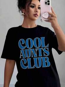 Camiseta Casual para Mujer con Estampado de Soft Cool Aunts Club, Suave y Cómoda, Regalo para el Día de la Madre o Cumpleaños - Negro - Ver 5