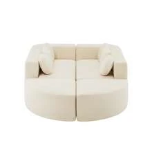 Modular Sofa Bed With Bed Function, Fully Compressed Cloud Sofa, Chenille, No Assembly Required, Beige, 292 X 165 X 68 Cm (Width X Depth X Height) - Beige - View 10