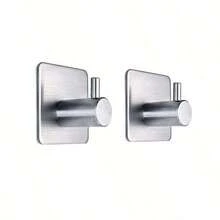 Adhesive Hooks,Stainless Steel Square Adhe Heavy-Duty Waterproof Stainless Steel Self-Adhesive Hooks, Shower Wall Hooks, Bathroom Kitchen Towel Adhesive Hooks. Heavy-Duty Wall Hooks, Waterproof Stainless Steel Hooks, For Hanging Coats, Hats, Towels, - Silver - View 10