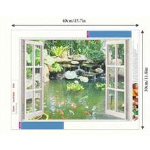 5D Diamond Painting Kit With Koi Fish Outdoor Window Pattern, Full Round Diamond Painting, Home Decor Handcraft Gift - View 2