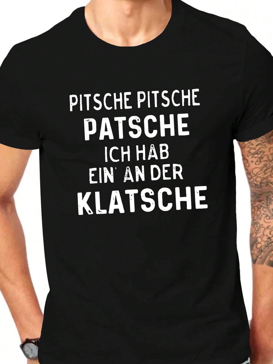 Camiseta de hombre de talla grande Pitsche Pitsche Patsche Crinkle - Negro - Ver 1