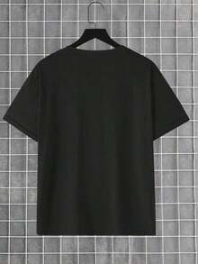 Men's Basic Short-Sleeved T-Shirt With A Creative Cartoon Graphic Print Of Stars And Chicks, Suitable For Urban Style, Versatile And Comfortable, For All Seasons. - 黑色 - 查看 2
