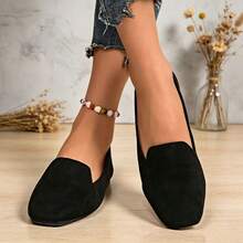 2026 Women's Round Toe Soft Bottom Comfortable Casual Slip-On Loafers, Versatile Flat Shoes - Black - View 9