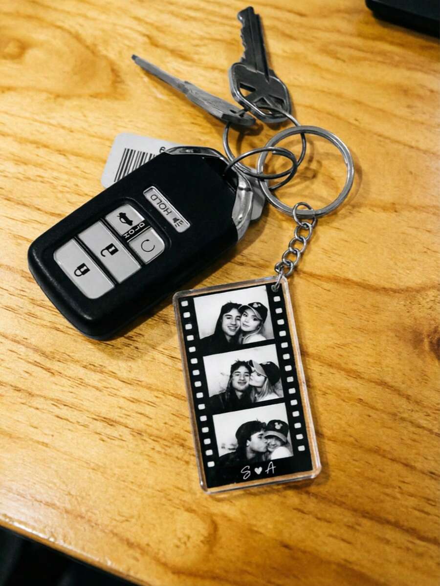Customized Photo Acrylic Keychain, Personalized Photo Strap Pendant, Couples Keychain, Anniversary Gift, Wedding - Photo Keychain - View 1
