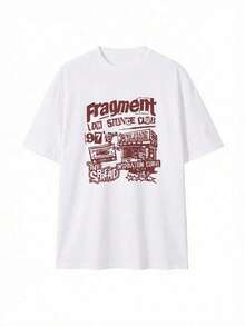 Camiseta de manga corta para mujer con estampado gráfico estilo collage callejero retro americano, corte holgado informal, de alta calidad para el verano. - Blanco 2 - Ver 2