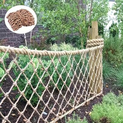 1pc Retro Jute Rope Net, Natural Plant Support For Climbing Plants And Beans, Outdoor Garden Decoration, Indoor Plant Bracket, Home Decor, Simple Garden Fence, Balcony & Wall Ornament, Plant Hanger, Flower Rack, Wedding Decoration, Spring Gardening Supplies