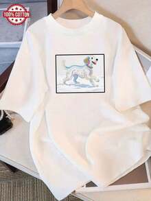 Camiseta de Mujer: Camiseta de Verano Moderna de Algodón Puro, Cuello Redondo Holgado, Ropa Versátil para Mujer, Camiseta Casual Cómoda para Adolescentes, Tops de Manga Corta Vibrantes y Juveniles para Uso Diario. - Blanco - Ver 7