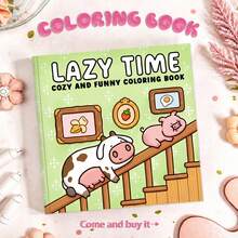 1 buah Buku Mewarnai Hewan Nyaman Slouchy Time: Hewan Ternak Lucu yang Santai, Desain Sederhana dan Mudah, Cocok untuk Dewasa dan Remaja, Sempurna untuk Relaksasi Musim Panas - Beraneka warna - View 1