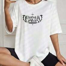 1 camiseta blanca con estampado del logo de Diabolik Lovers para uso casual y fans del anime, 180g 100% algodón. - Blanco - Ver 6