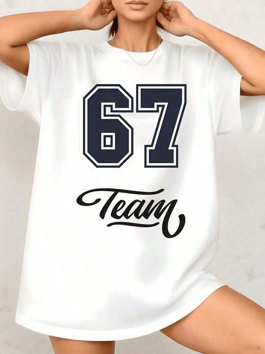 1 pieza Camiseta de Mujer con Estampado Gráfico Retro Deportivo Vintage, Estilo Atlético, 100% Algodón, Cuello Redondo, Corte Holgado Casual, Estilo Urbano Vintage, Unisex, Manga Corta, Cuello Redondo, Algodón Holgado, para Verano. - Blanco - Ver 1