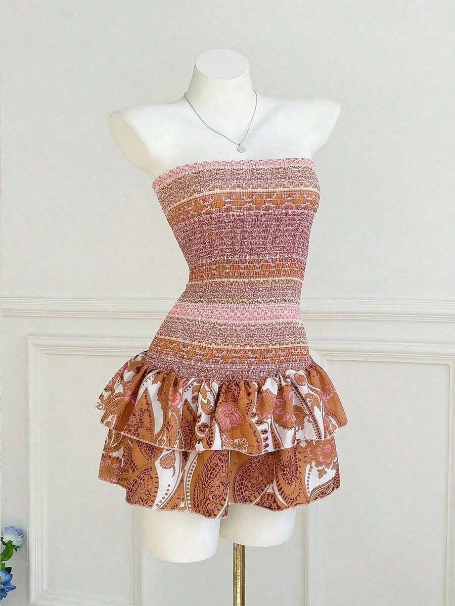 fsvsElamini Vestido de bandeau casual con estampado de vacacionessdvs 4QNE - Multicolor 4 - Ver 1