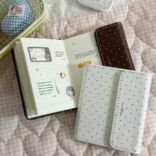 1pc M5 Three-Fold Polka Dot Notebook 96 Pages, INS Korean Style Portable Planner Diary, Cute Versatile Journal, Fine Fabric, Wear-Resistant And Scratch-Resistant, Three-Fold Opening Design, Polka Dot Minimalist Print, Thick Writing Pages, No Ink Bleed Or Smudging, Sturdy Binding, Compact And Portable, Easy To Carry, Japanese Fresh Artistic, Korean INS Gentle Style - A - View 3
