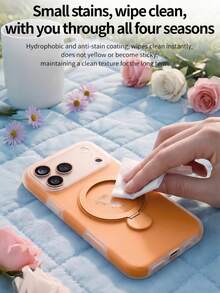 Étui de téléphone en silicone liquide simple et élégant, avec support magnétique rotatif à 360°, résistant aux chocs et aux rayures, couleurs bonbon mignonnes, doux et agréable à la peau, convient pour 17/16/15/14/13/12 Pro Max, léger et antichoc, étui de protection mode couvrant entièrement - Orange - Voir 11