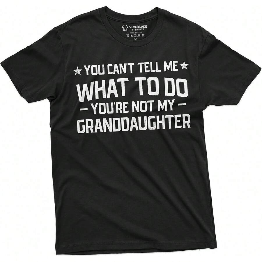 La camiseta del abuelo, no me puedes decir qué hacer, no eres mi nieta.Camiseta de abuelo para papá, blusas para mujer, blusas, blusas casuales para dama, tops de mujer, tops, unisex. - Negro - Ver 1