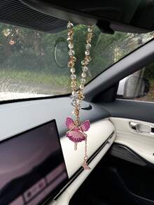 Creative Angel Girl Car Pendant, Rhinestone Decor Car Rearview Mirror Hanging Ornament, Butterfly Pendant Car Accessories, Gift For Her - Angel Girl - View 8