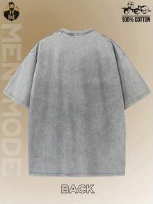 Camiseta de algodón puro con estampado de ganso blanco, estilo oversize para hombre y mujer, cuello redondo casual, manga corta, peso 230 gramos, 100% algodón puro de alta calidad, gruesa y duradera, lavado vintage, elegante. - gris - Ver 2