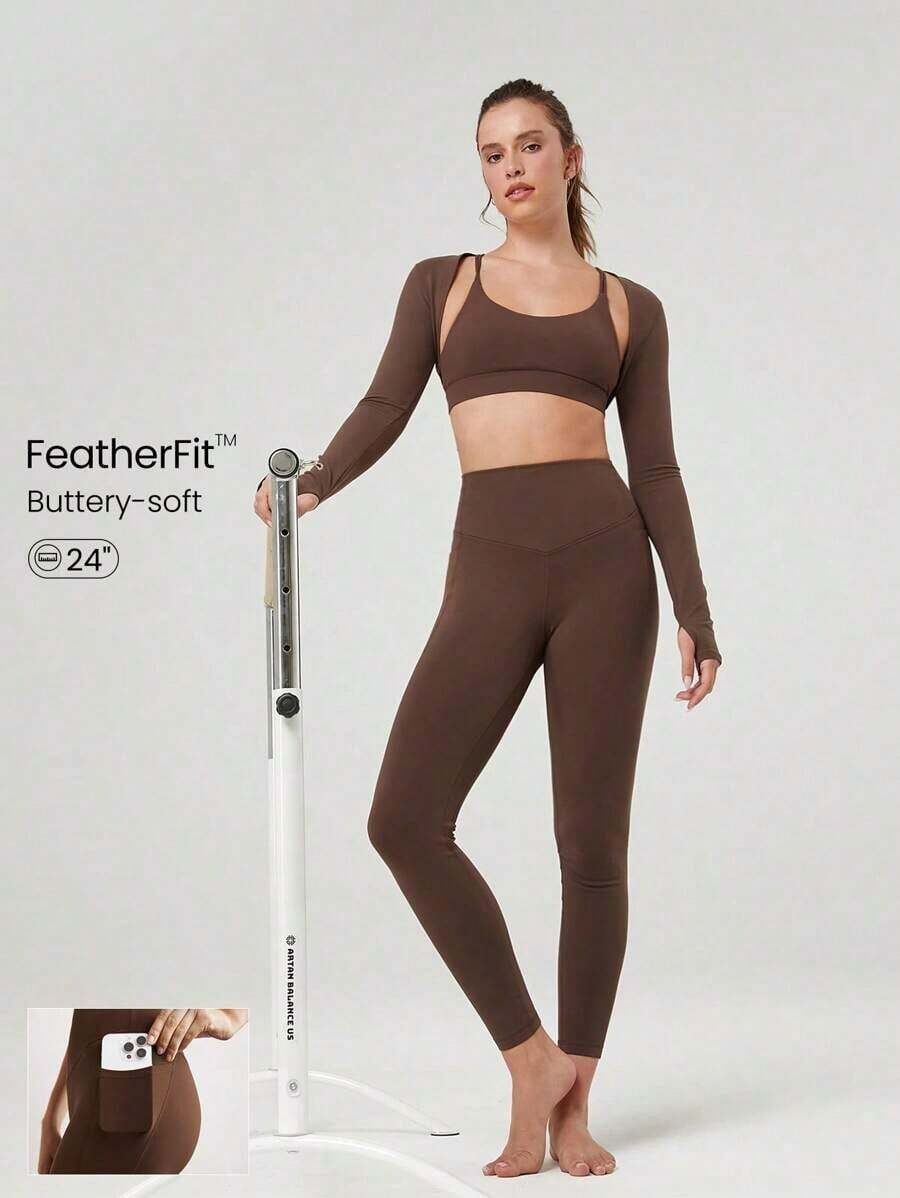 2026 GLOWMODE Featherfit™ High-Waisted Leggings With 24" Side Pocket - Canelainspiracion - View 1